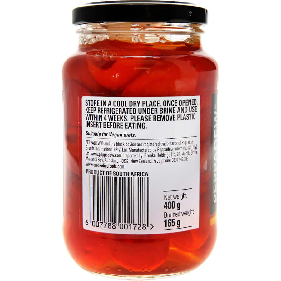 Vibrant jar of Peppadew Peppers Mild Sweet, perfect for adding flavor to salads and appetizers with a sweet, mild spice.