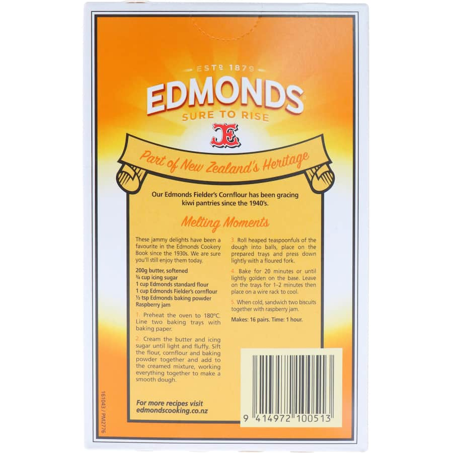 Edmonds Cornflour Fielders, a gluten-free thickener for stews, casseroles, and iconic NZ sponge recipes.