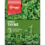 Aromatic Greggs Thyme Rubbed herb, perfect for enhancing stews, soups, meats, and even savory baked goods.