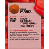 Greggs Paprika Ground: a vibrant red spice offering mild sweetness, perfect for enhancing various dishes from stews to hummus.