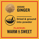 Ground ginger spice from Greggs, ideal for baking and cooking with a warm, sweet flavor for both sweet and savory dishes.