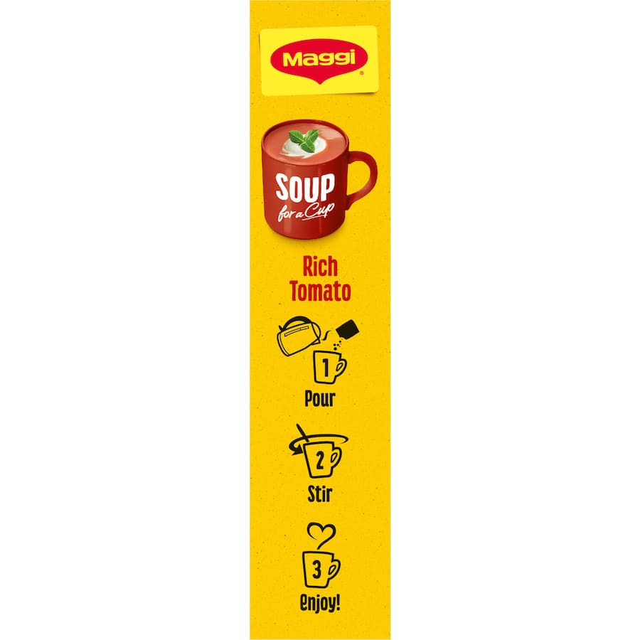 Maggi Soup For A Cup Instant Soup Rich Tomato offers quick, delicious comfort food in a convenient 78g packet.