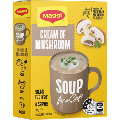 Maggi Soup For A Cup Cream Of Mushroom, a quick, creamy, vegetarian instant soup perfect for busy lifestyles.