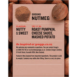 A jar of Greggs Nutmeg Ground, a premium spice for enhancing sweet and savory dishes with rich, nutty flavor.