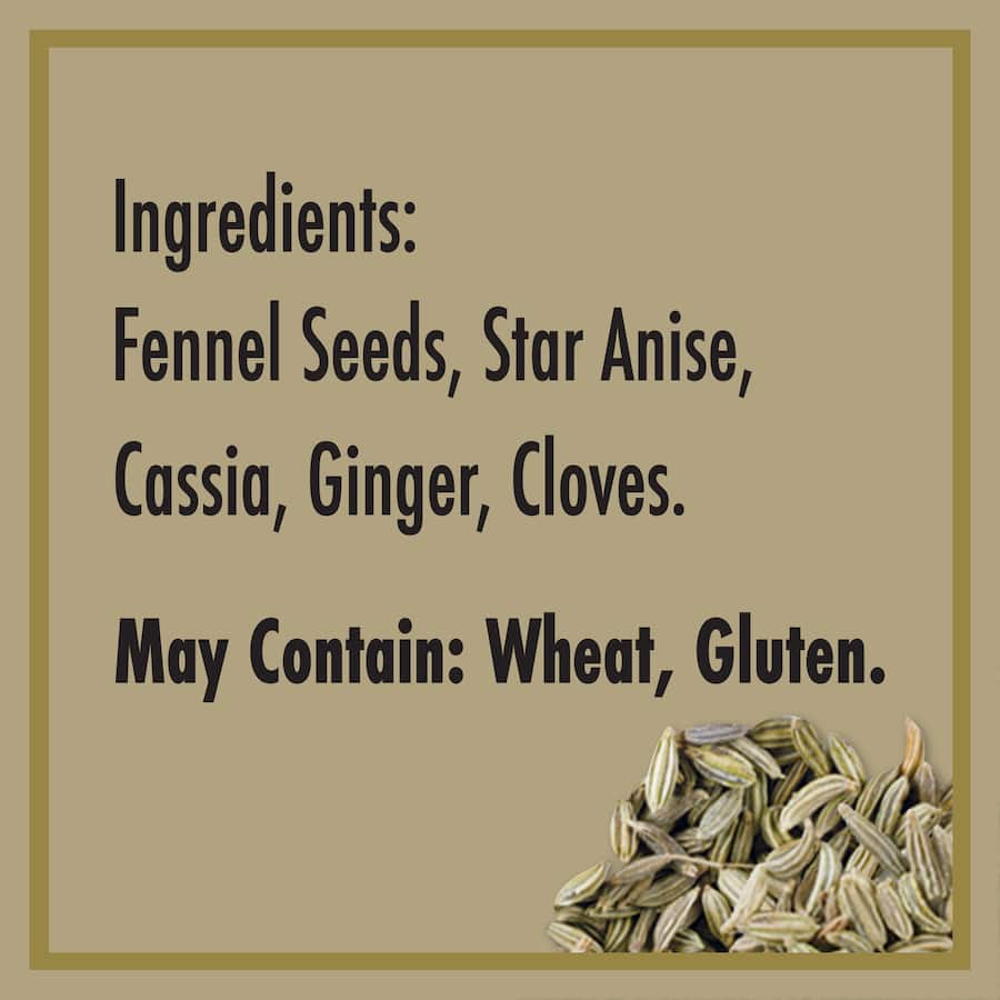 Greggs Chinese Five Spice Ground features a fragrant blend of fennel, star anise, cassia, ginger, and cloves for enhanced cooking.