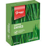 Dried and finely chopped chives from Greggs, perfect for enhancing the flavor of various dishes with a subtle onion taste.