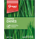 Finely chopped dried chives from Greggs, adding subtle onion flavor to enhance a variety of dishes.