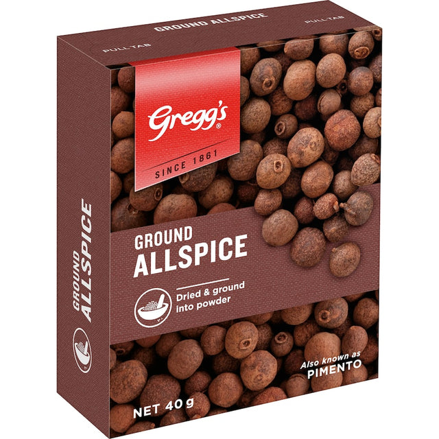 Ground allspice powder in a container, offering sweet and floral notes for enhancing both sweet and savory recipes.