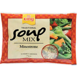 A hearty King Soup Mix Minestrone featuring quality pasta, vegetables, legumes, and authentic Italian spices for a comforting meal.