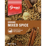 Greggs Mixed Spice Ground, a warm blend of spices ideal for baking and Moroccan dishes, enhancing sweet and savory meals.