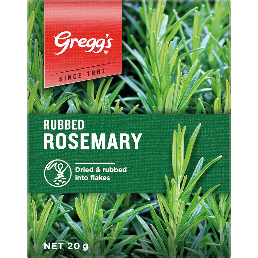 Greggs Rosemary Rubbed in flake form, delivering intense, earthy flavor ideal for enhancing meats, vegetables, and pasta dishes.