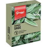 Aromatic Greggs Sage Rubbed spice, perfect for enhancing meatballs, stuffings, and roasted vegetables.