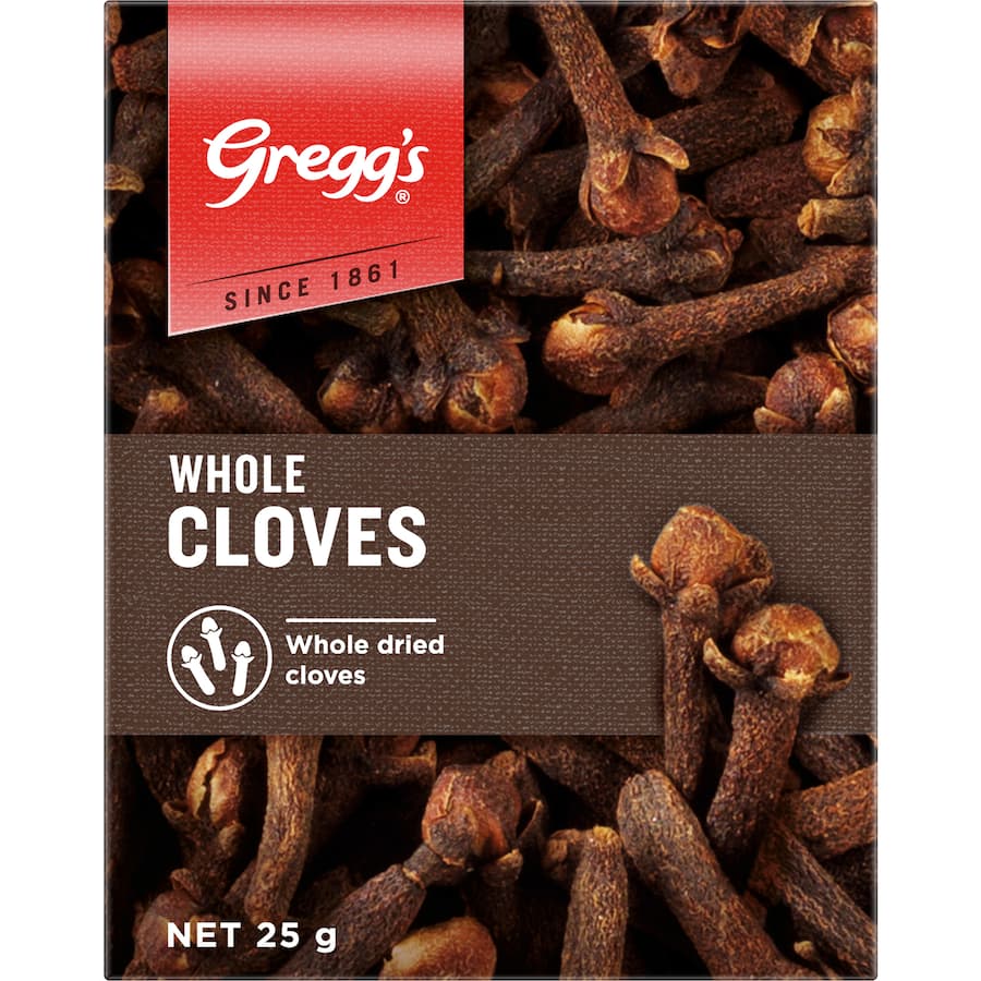 Whole cloves from Gregg's, known for their sweet and warm flavor, perfect for enhancing drinks, curries, and baked goods.