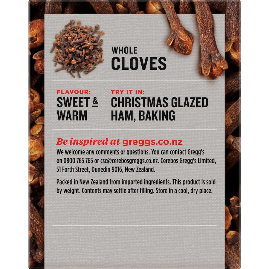 Whole dried cloves in a glass jar, perfect for enhancing sweet and savory dishes with warm, aromatic flavor.