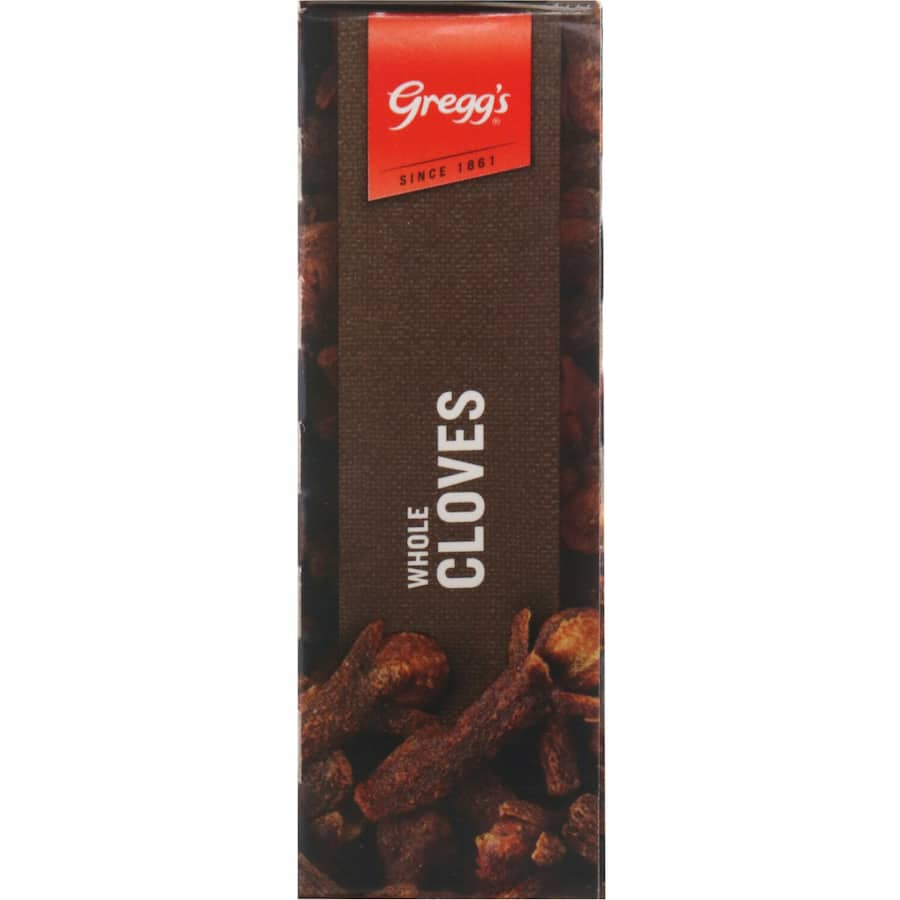 Whole cloves from Gregg's, known for their sweet aroma and flavor, ideal for enhancing festive dishes and baked goods.