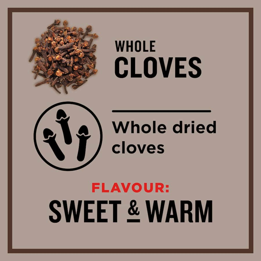 Whole cloves in a clear pack, perfect for adding warm, sweet flavors to drinks, curries, and baked goods.