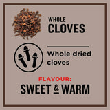 Whole cloves in a clear pack, perfect for adding warm, sweet flavors to drinks, curries, and baked goods.