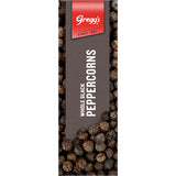 Whole black peppercorns from Greggs, perfect for enhancing dishes with robust flavor and versatility in cooking.