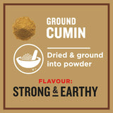 Ground Cumin from Greggs, showcasing its rich earthy flavor, perfect for enhancing curries and savory dishes.