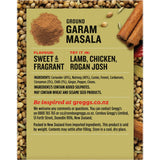 Greggs Garam Masala Ground, a fragrant spice blend for curries, stews, and desserts, enhances culinary creations with rich flavors.