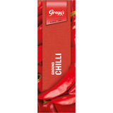 Container of Greggs Chilli Ground spice, featuring vibrant red powder, perfect for adding heat to various dishes.