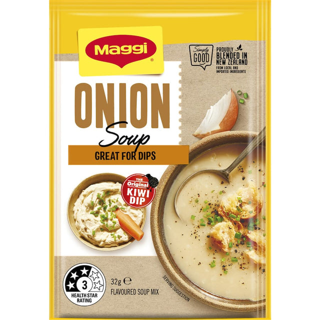 A flavorful Maggi Soup Onion packet, perfect for a quick meal or as a versatile recipe base, rich in savory onion taste.