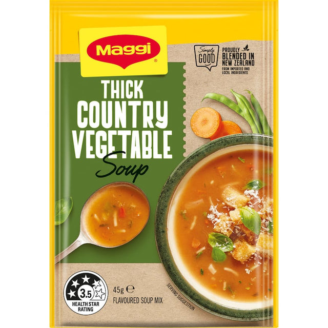 A warm bowl of Maggi Soup Thick Country Vegetable, rich with farm-fresh vegetables and nutritious ingredients.