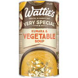 Canned Wattie's Very Special Soup featuring creamy kumara and fresh vegetables, 99% fat-free with no artificial additives.