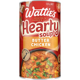 Wattie's Hearty Soup Butter Chicken in a can, featuring premium NZ chicken, vegetables, and authentic curry spices.