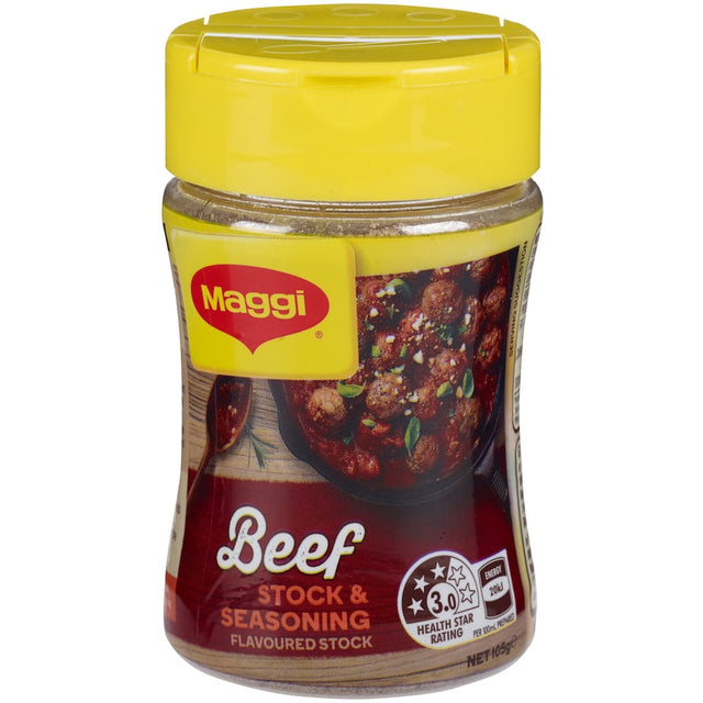 Maggi Beef Stock Powder, savory seasoning for broths, stir-fries, and grilling meat and vegetables.