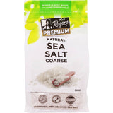 Coarse sea salt from Mrs Rogers, ideal for enhancing flavor in dishes like meats and vegetables with a natural, ocean-fresh taste.