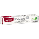 Red Seal Whitening Toothpaste in Brilliant Mint enhances oral hygiene, brightening smiles by up to 3.5 shades naturally and safely.