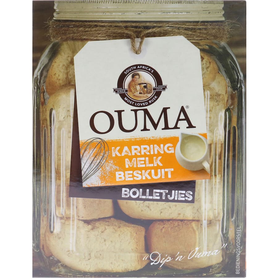 Ouma South African Buttermilk Rusks, crunchy treats made with real buttermilk, perfect for tea or coffee time.