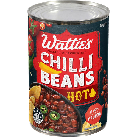 Spicy Watties Chilli Beans, packed with vibrant flavors for enhancing dishes.