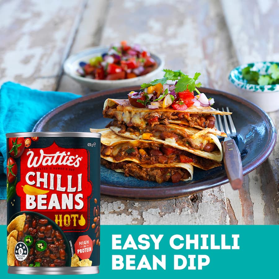 Hot chili beans from Watties, bursting with vibrant flavors for a delicious and spicy culinary experience.