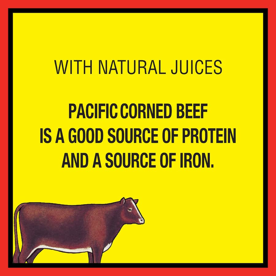 Pacific Corned Beef in a 340g can, showcasing rich flavor and convenience for quick meals, sandwiches, and casseroles.