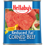 Hellabys Reduced Fat Corned Beef, 25% less fat, premium quality, versatile for meals like Reuben sandwiches and casseroles.