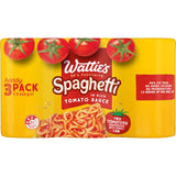 Wattie's Spaghetti in Tomato Sauce in a can, featuring rich tomato sauce and fresh pasta, perfect for quick, nutritious meals.