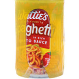 Wattie's Spaghetti in Tomato Sauce, featuring fresh pasta and field-grown tomatoes, is a gluten-free, quick meal option.