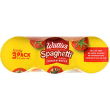 A can of Wattie's Spaghetti in Tomato Sauce featuring tender pasta, rich tomato sauce, and a nutritious, gluten-free option.