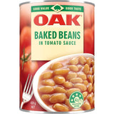 Canned OAK Baked Beans in Tomato Sauce, a versatile and nutritious pantry staple perfect for any meal or snack.