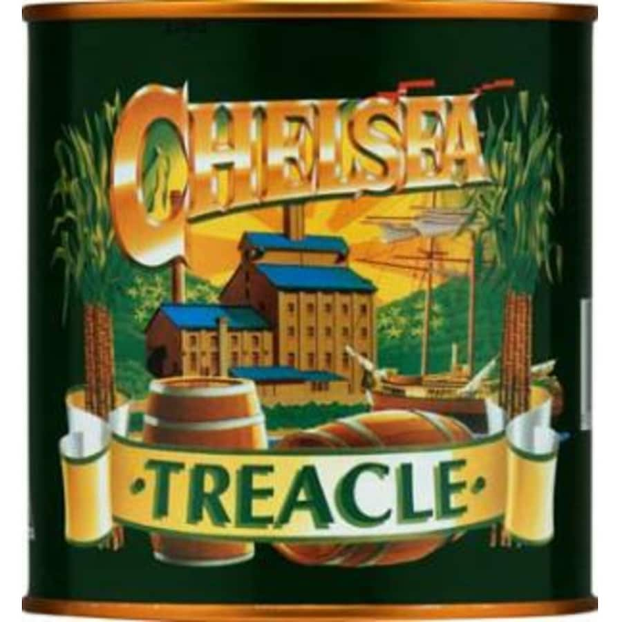 Chelsea Treacle syrup in a glass jar, showcasing rich molasses color, perfect for enhancing sweet and savory dishes.