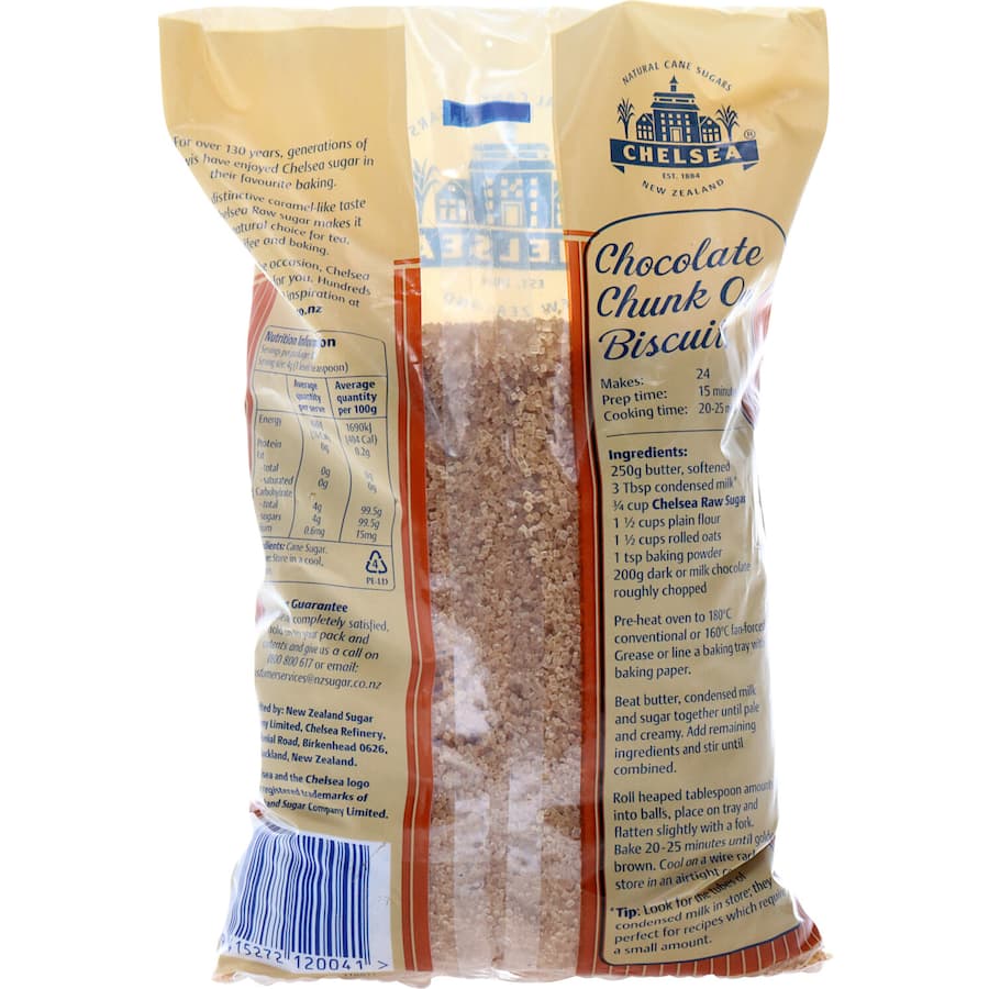 Chelsea Raw Sugar Crystal, a versatile sweetener with a rich flavor, perfect for baking, coffee, and enhancing desserts.