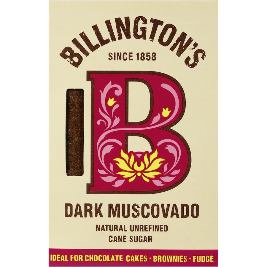 Billingtons Muscovado Sugar Natural Dark - rich, unrefined dark sugar perfect for baking and enhancing savory dishes.