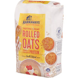 Harraways Oats Rolled in a recyclable bag, featuring finely milled South Island oats for creamy, nutritious porridge.