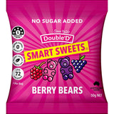 Vibrant pack of Double D Jelly Sweets in berry flavor, guilt-free candy with no added sugar, perfect for all ages.