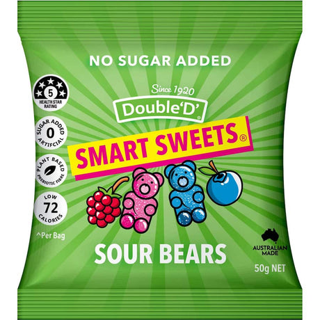 Colorful Double D Jelly Sweets Smart Sweets Sour Gummies in vibrant fruity flavors, gluten-free and made with organic ingredients.