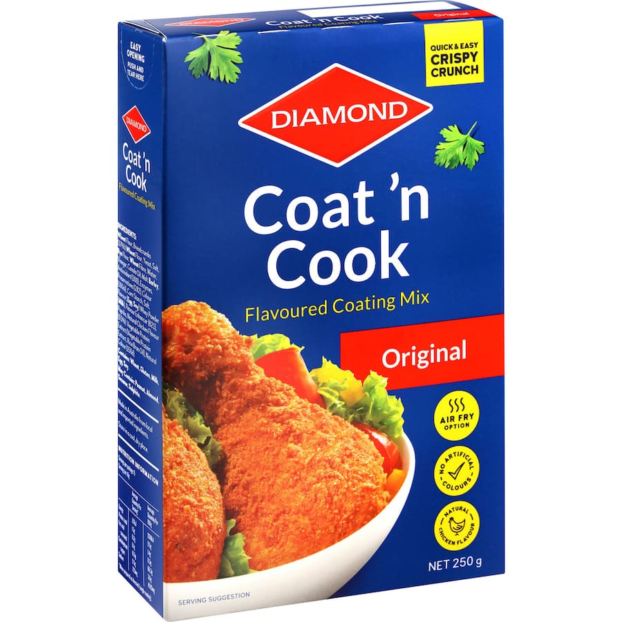 Diamond Cook & Coat Coating Original for easy, crispy coatings on meat, fish, and veggies without messy egg or flour.