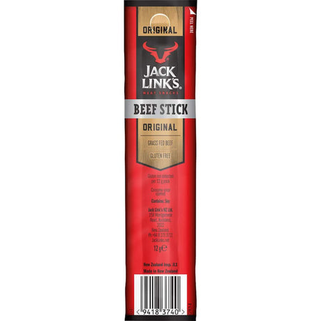 Jack Link's Original Beef Stick - protein-packed, gluten-free jerky with smoky flavors and a hint of garlic, perfect for on-the-go snacking.