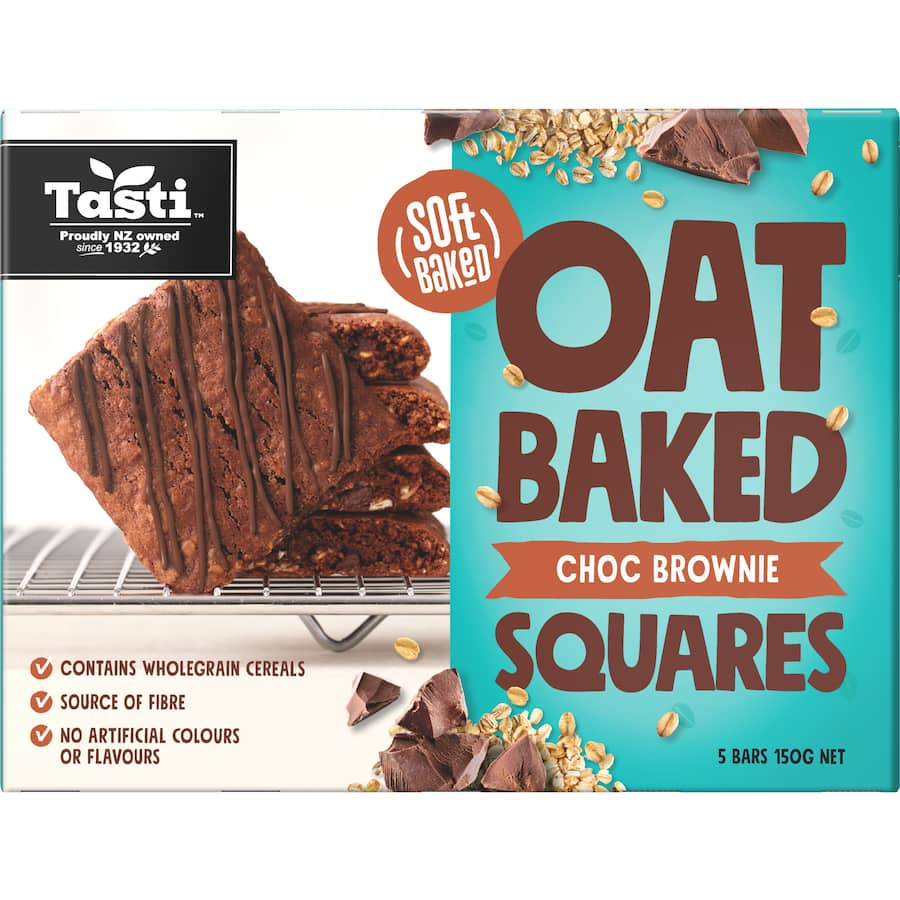 Soft choc brownie oat squares drizzled with chocolate, perfect for a healthy snack or on-the-go treat. Gluten-free option.